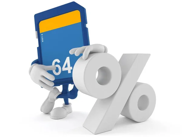 SD card character with percent symbol — Stock Photo, Image