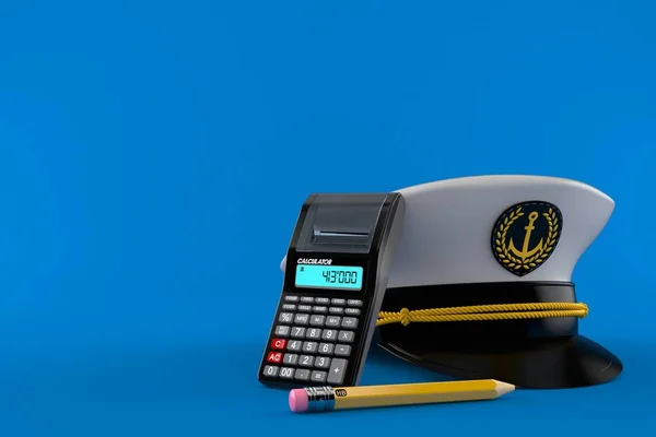 Topi kapten dengan kalkulator dan pensil — Stok Foto
