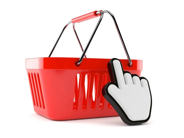 Shopping basket with web cursor — Stock Photo, Image