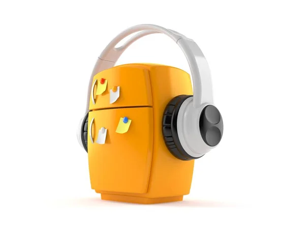 Fridge with headphones — Stock Photo, Image