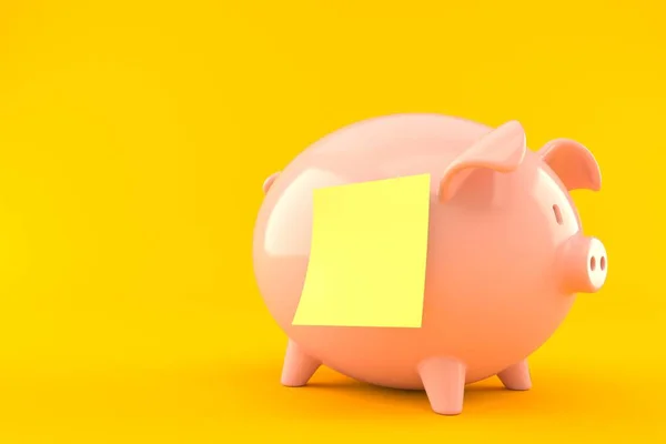 Banco Piggy com adesivo amarelo em branco — Fotografia de Stock