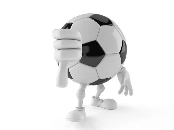 Personaje pelota de fútbol con los pulgares hacia abajo gesto — Foto de Stock