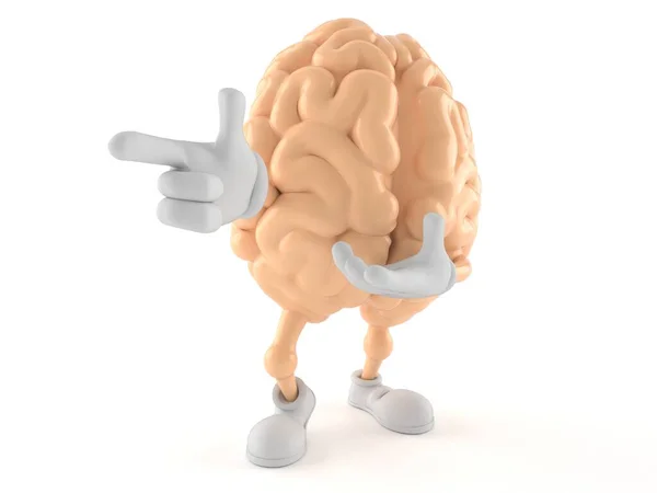 Cerebro carácter apuntando dedo — Foto de Stock