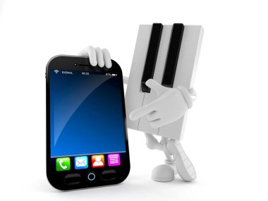 Akıllı telefonlu piyano karakteri