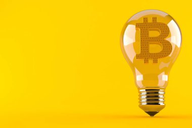 Ampulün içindeki Bitcoin sembolü