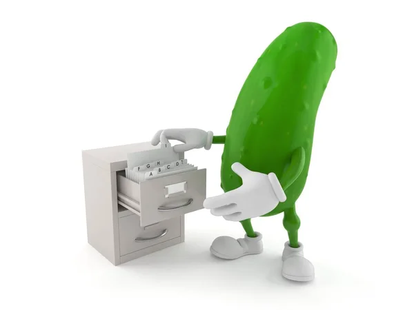 Cucumber character with archive — Stock Photo, Image