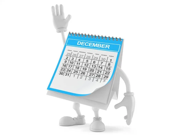 Carácter del calendario con mano arriba —  Fotos de Stock