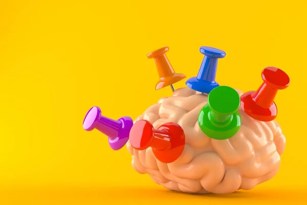 Brain with thumbtacks — Stock Photo, Image