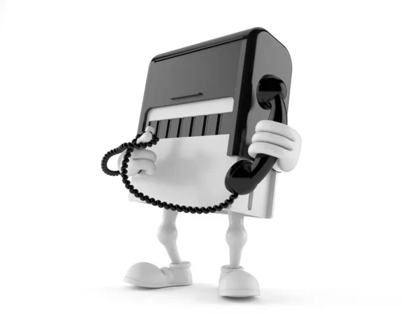 Rubber stamp character holding a telephone handset — ストック写真