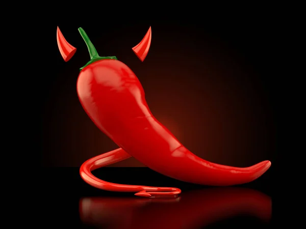 Paprika mit Teufelshörnern und -schwanz — Stockfoto
