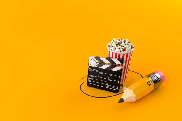 Popcorn und Klemmbrett mit Bleistift — Stockfoto