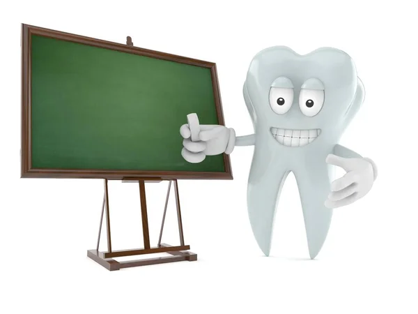 Karakter gigi dengan papan tulis kosong — Stok Foto
