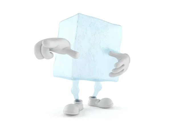 Cubo de gelo personagem apontando dedo — Fotografia de Stock