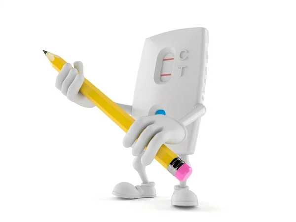 Gravidez personagem teste segurando lápis — Fotografia de Stock