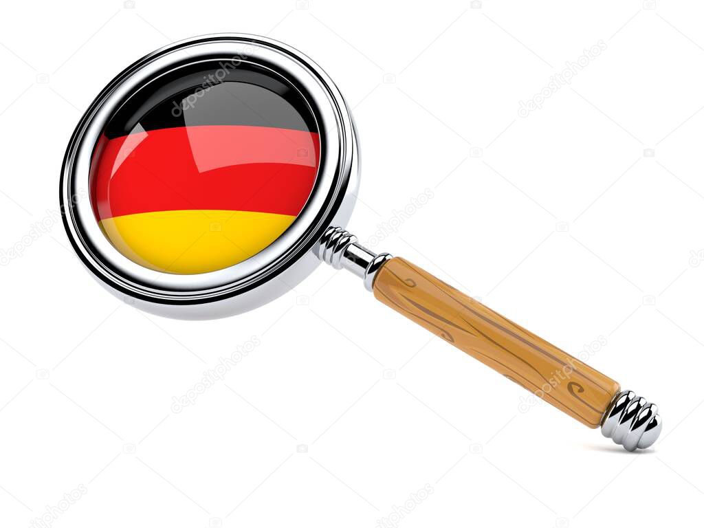 Magnifying glass with german flag