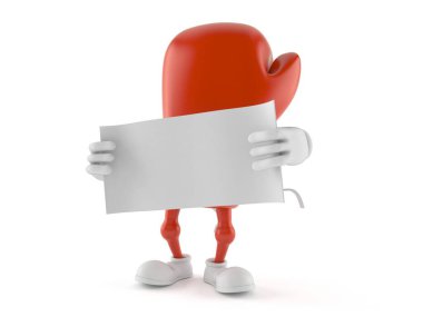 Boş kağıt tutan boks eldiveni karakteri