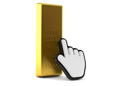 Ağ imleci olan altın külçesi