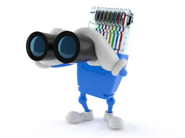 Personaje de red mirando a través de binoculares — Foto de Stock