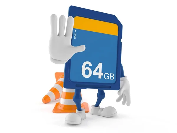 Символ карты памяти SD с жестом стоп — стоковое фото