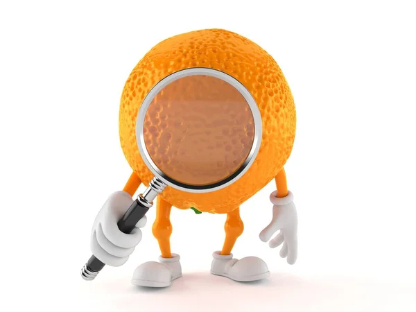 Personaggio arancione guardando attraverso lente d'ingrandimento — Foto Stock