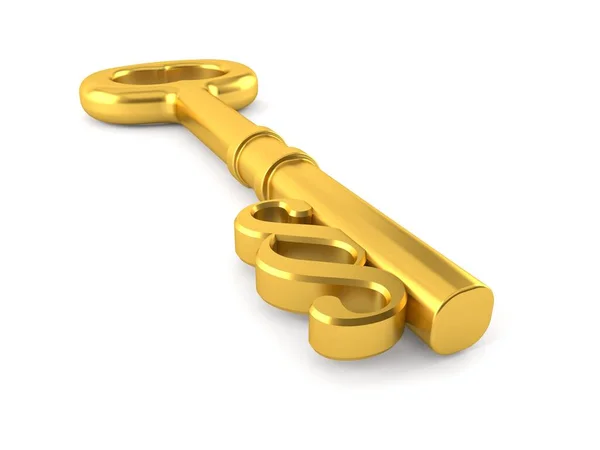 Символ параграфа с золотым ключом — стоковое фото