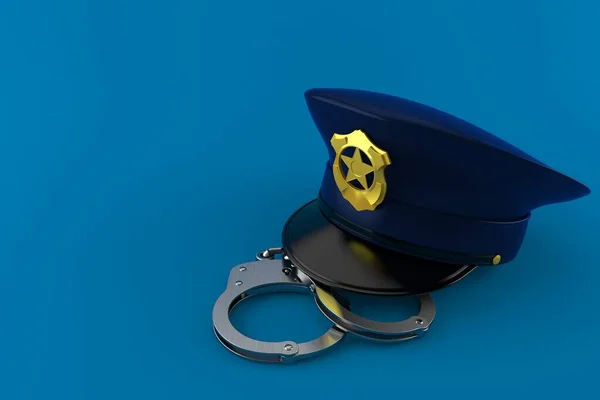 Cappello polizia con manette — Foto Stock