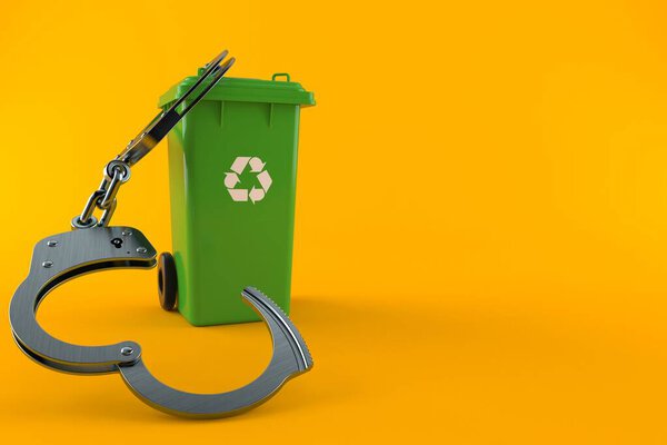 Dustbin with handcuffs