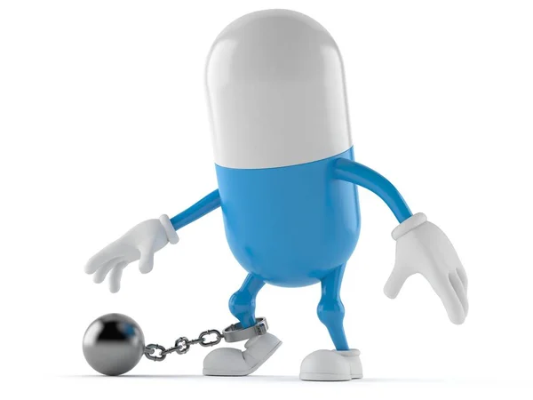 Personagem pílula com bola da prisão — Fotografia de Stock