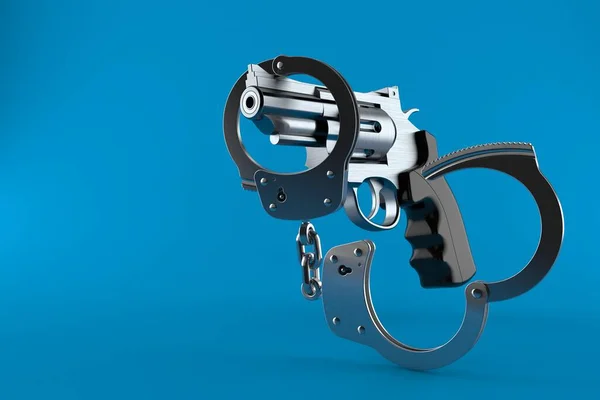 Pistole mit Handschellen — Stockfoto