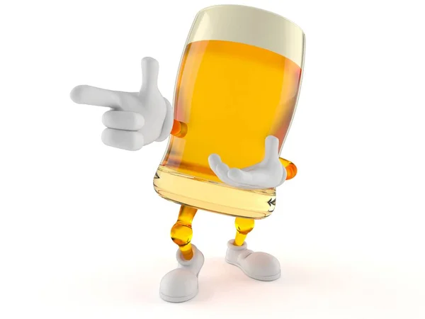 Beer character pointing finger — Stock Photo, Image