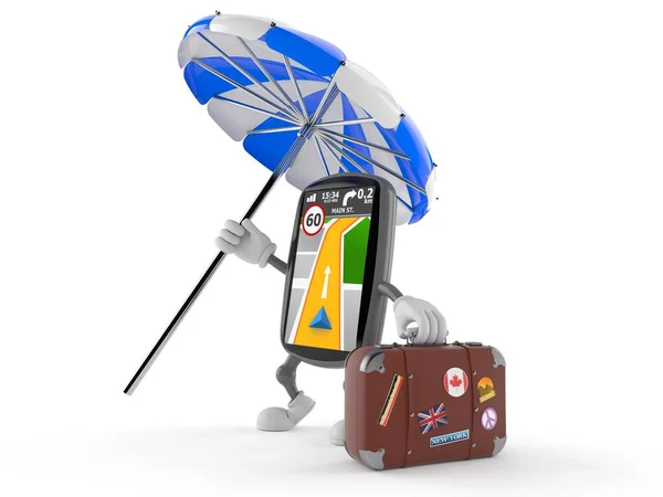 Gps navigációs karakter bőrönddel — Stock Fotó