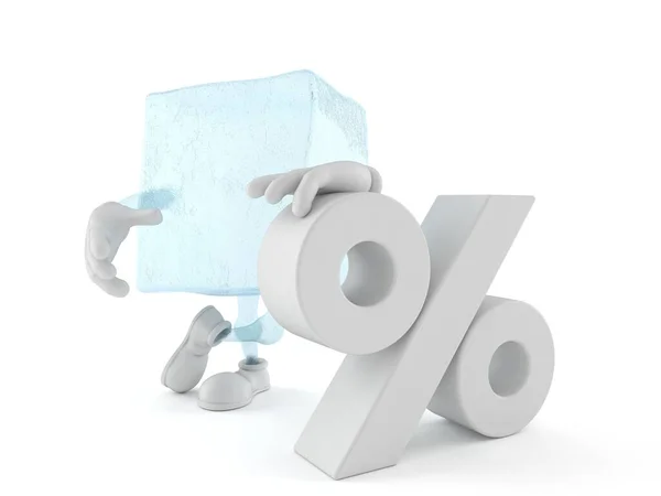 Personagem de cubo de gelo com símbolo percentual — Fotografia de Stock