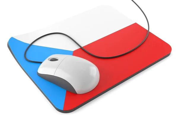 Computer mouse with mouse pad in czech flag