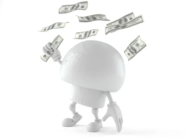 Champignon character catching money — Stock Photo, Image