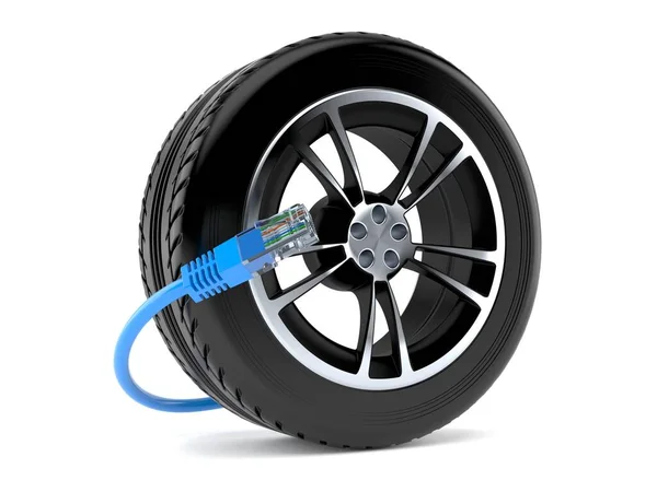 Автомобильная шина с сетевым кабелем — стоковое фото