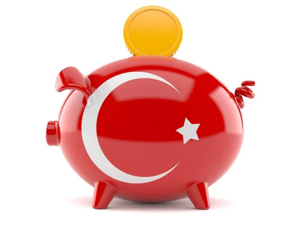 Piggy bank with turkish flag — Stock Photo, Image