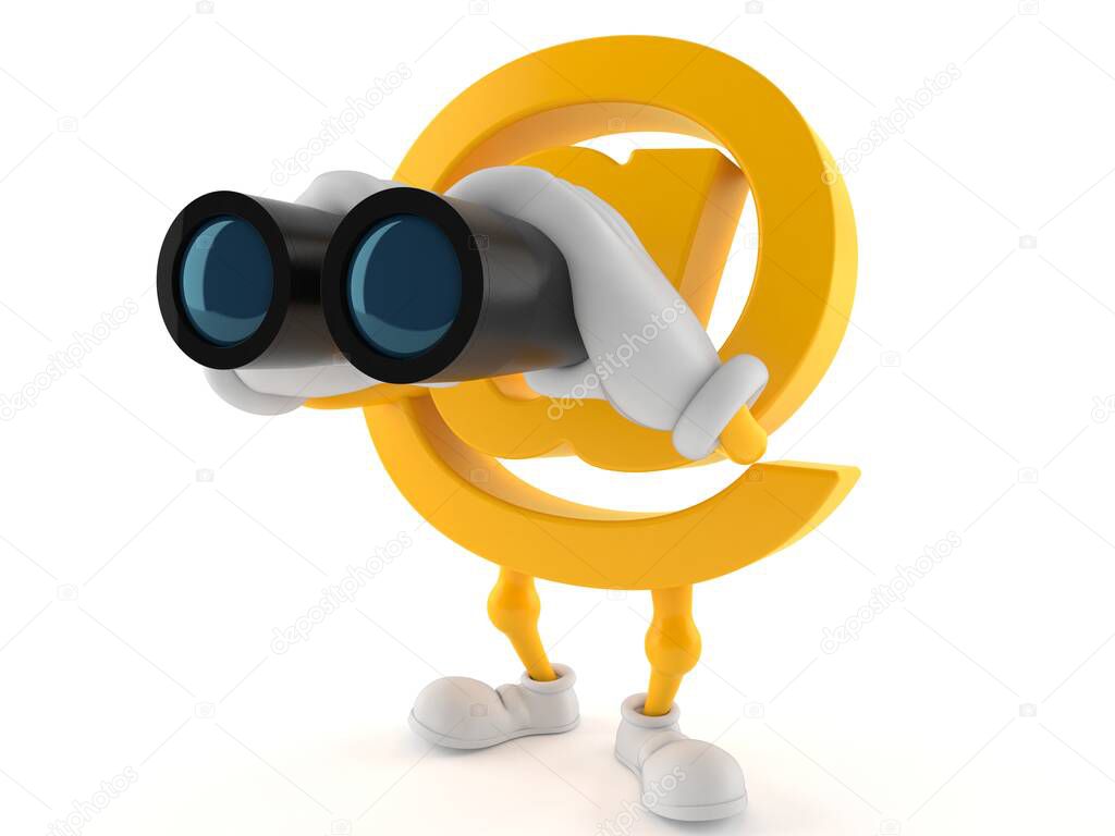 E-mail character looking through binoculars