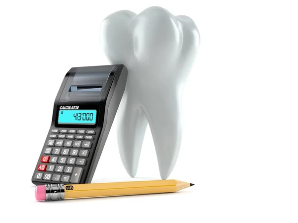 Ząb z kalkulatorem i ołówkiem — Zdjęcie stockowe