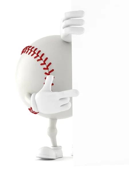 Baseball karakter mögött fehér fal — Stock Fotó