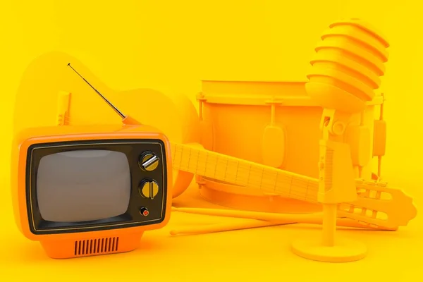 テレビ付きの音楽背景 — ストック写真