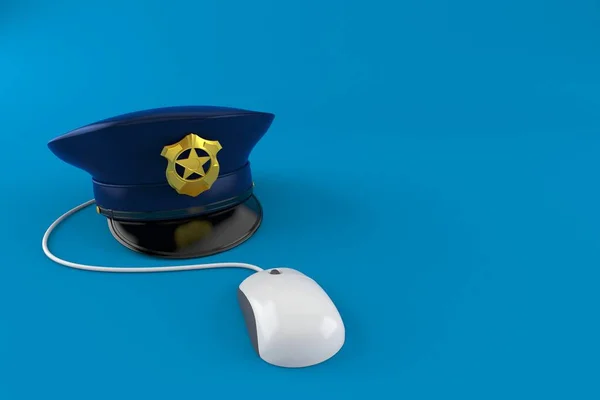 Sombrero de policía con ratón de ordenador —  Fotos de Stock