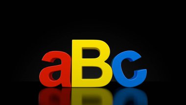 Siyah arkaplan üzerindeki Abc metni