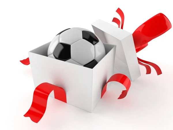 Gift with soccer ball — Stock Photo, Image