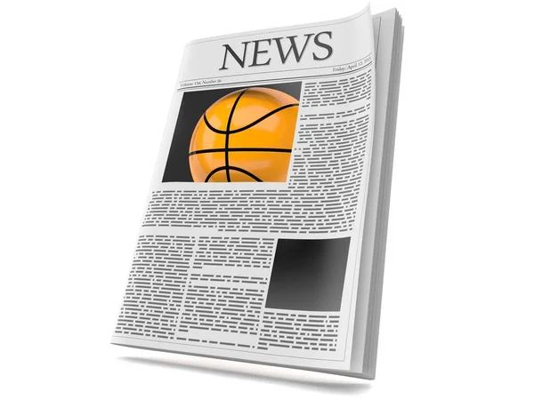 Basketbal uvnitř novin — Stock fotografie