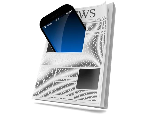 Smart phone inside newspaper — Stock Photo, Image