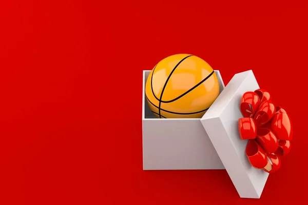 Piłka do koszykówki wewnątrz prezent — Zdjęcie stockowe