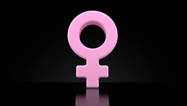 Symbol płci żeńskiej na czarnym tle — Zdjęcie stockowe