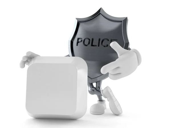 Police badge character with blank computer key — Stock Photo, Image