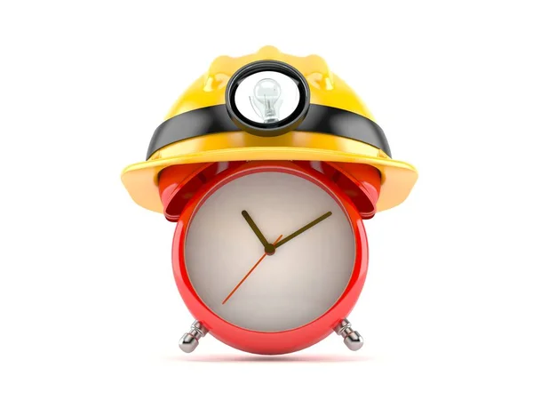 Relógio despertador com chapéu mineiro — Fotografia de Stock