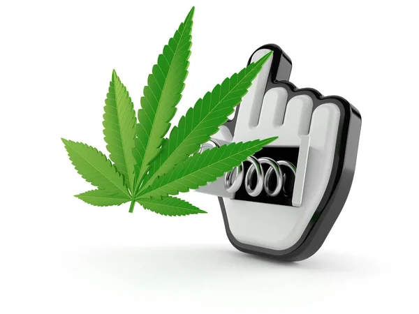 Cannabis leaf with web cursor — Stock Photo, Image